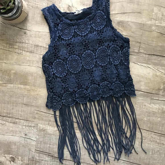 gimmicks by BKE Tops - Gimmicks—Buckle—Blue Lace Tank